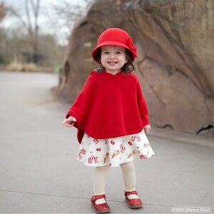 Hope & Henry | Girls' Fur Trimmed Red Sweater Cape